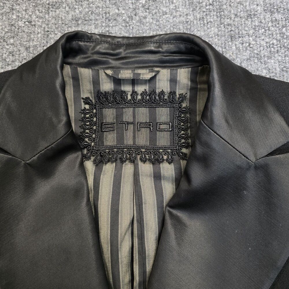 Etro Tuxedo Style Double Breasted Button Blazer Jacket Black Women's Sz EU 42 - Picture 4 of 11